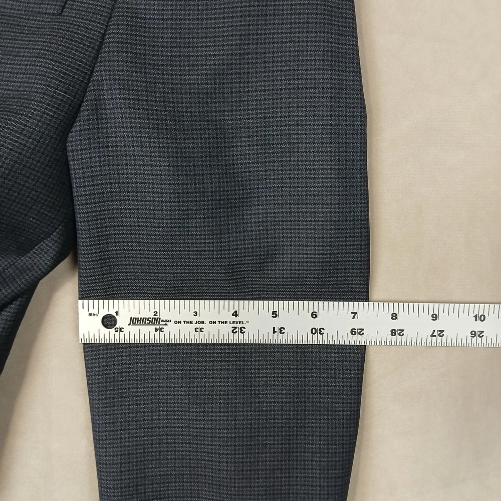 Chaps 44L Mens Sport Coat Jacket‎ Houndstooth Blue Rayon Polyester